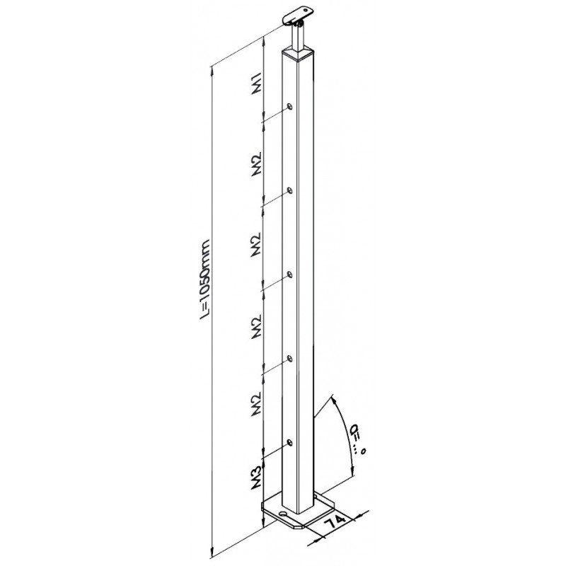 Maniglione Per Porte In Acciaio Inox Satinato – Modello Inclinato, Lunghezza 600mm, Interasse 400mm – Made In Italy