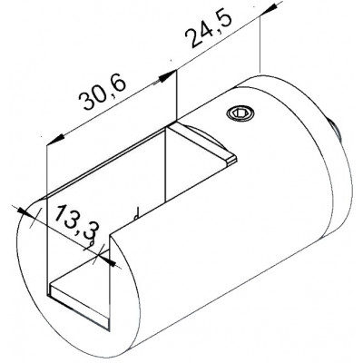 Supporto per Vetro con 2 Attacchi per Tubo Ø 48,3 mm AISI 316 Satinato  M074-048