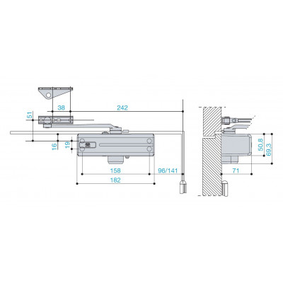 Chiudiporta L1250mm MAB 564