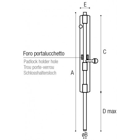 Catenaccio Porta Lucchetto Verticale Lungo Adem 49V