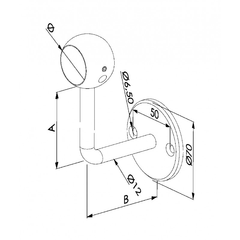Sostegno Corrimano In Acciaio Inox AISI 304 - Piastra 2 Fori Per Installazione A Parete - Foto 13